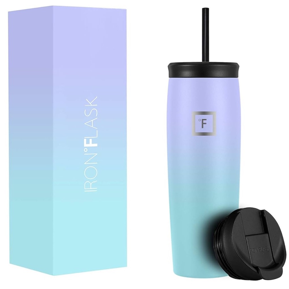 NEW! IRON °FLASK Rover 2 Lids Vacuum Insulated Tumbler Cotton Candy 32 Oz.